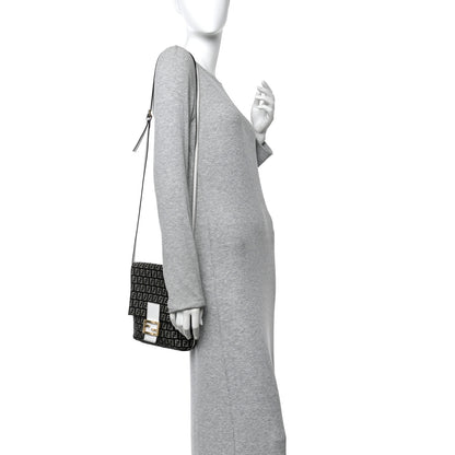 Fendi Zucchino Tube Messenger Bag Black White 2 of 9