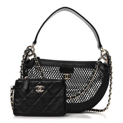 Chanel Mesh Shiny Lambskin Chain Hobo Black 3 of 11