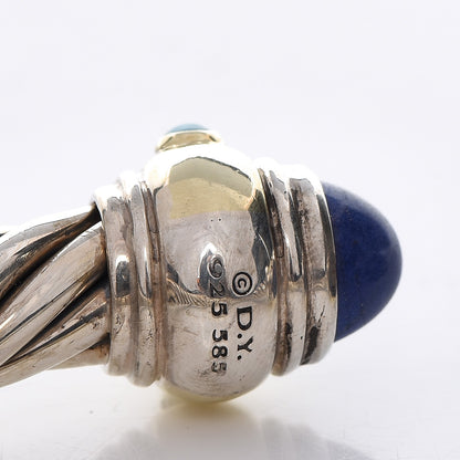 David Yurman Sterling Silver 14K Yellow Gold Lapis Cabochon 10mm Cable Classics Bracelet 6 of 6