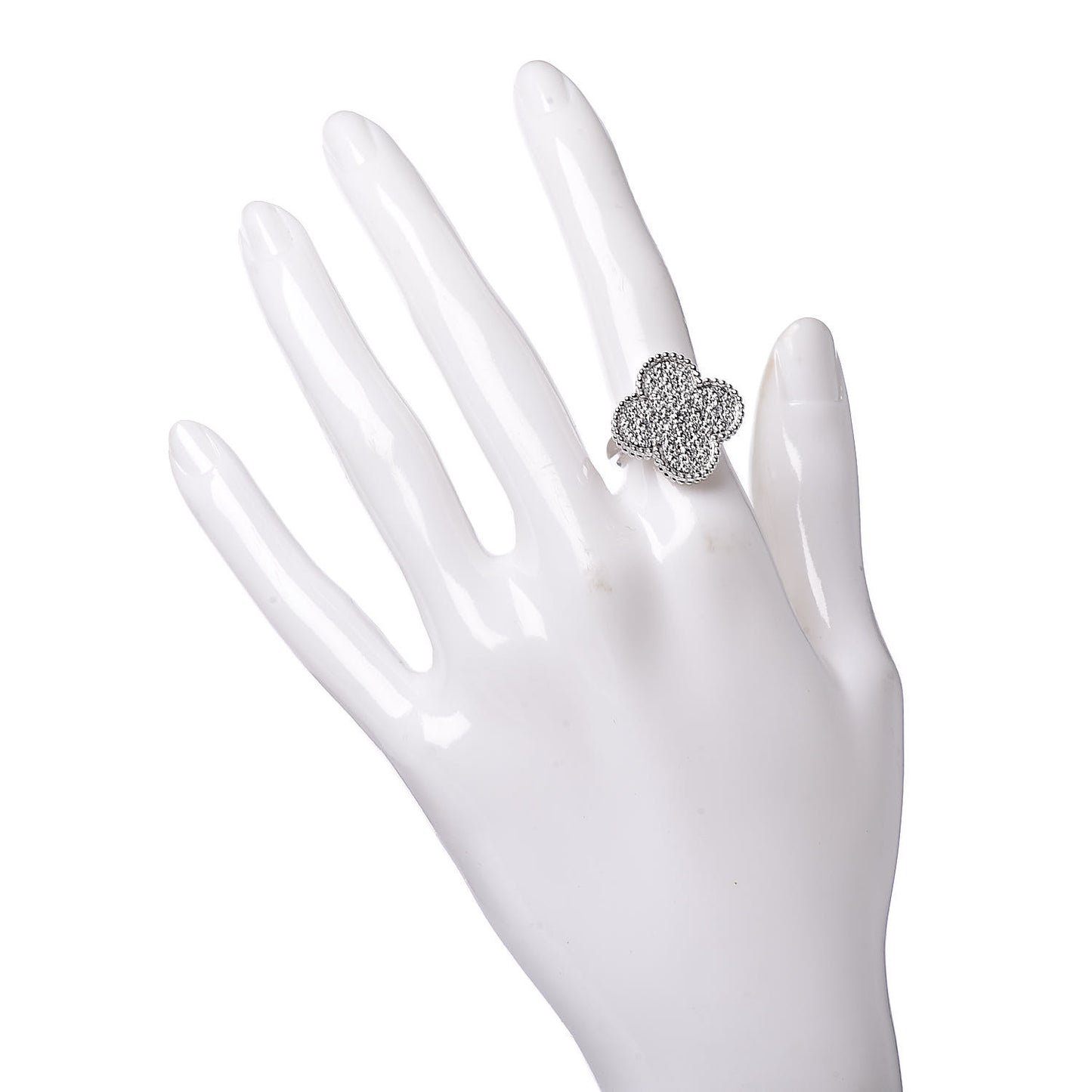 18K White Gold Diamond Magic Alhambra Ring 51 5.75