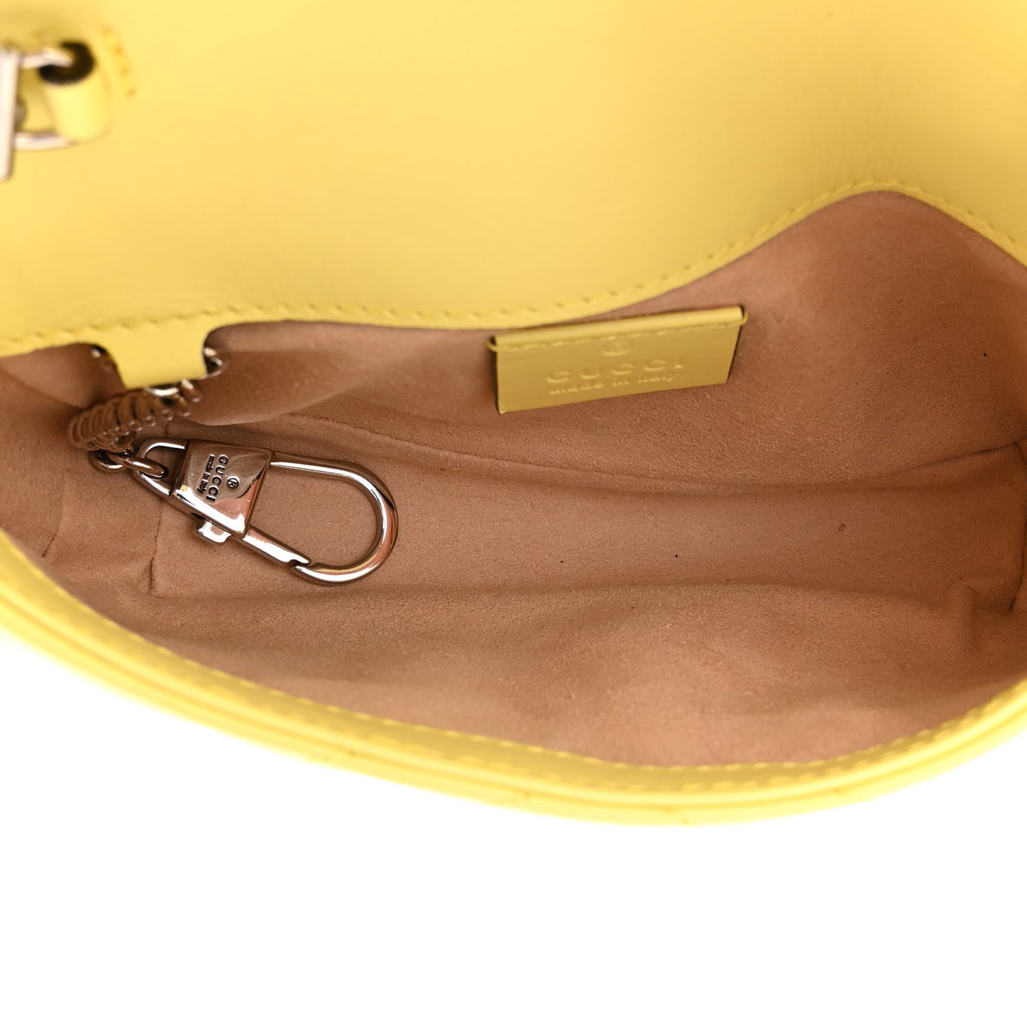 Gucci Calfskin Matelasse Super Mini GG Marmont Shoulder Bag Banana 5 of 10