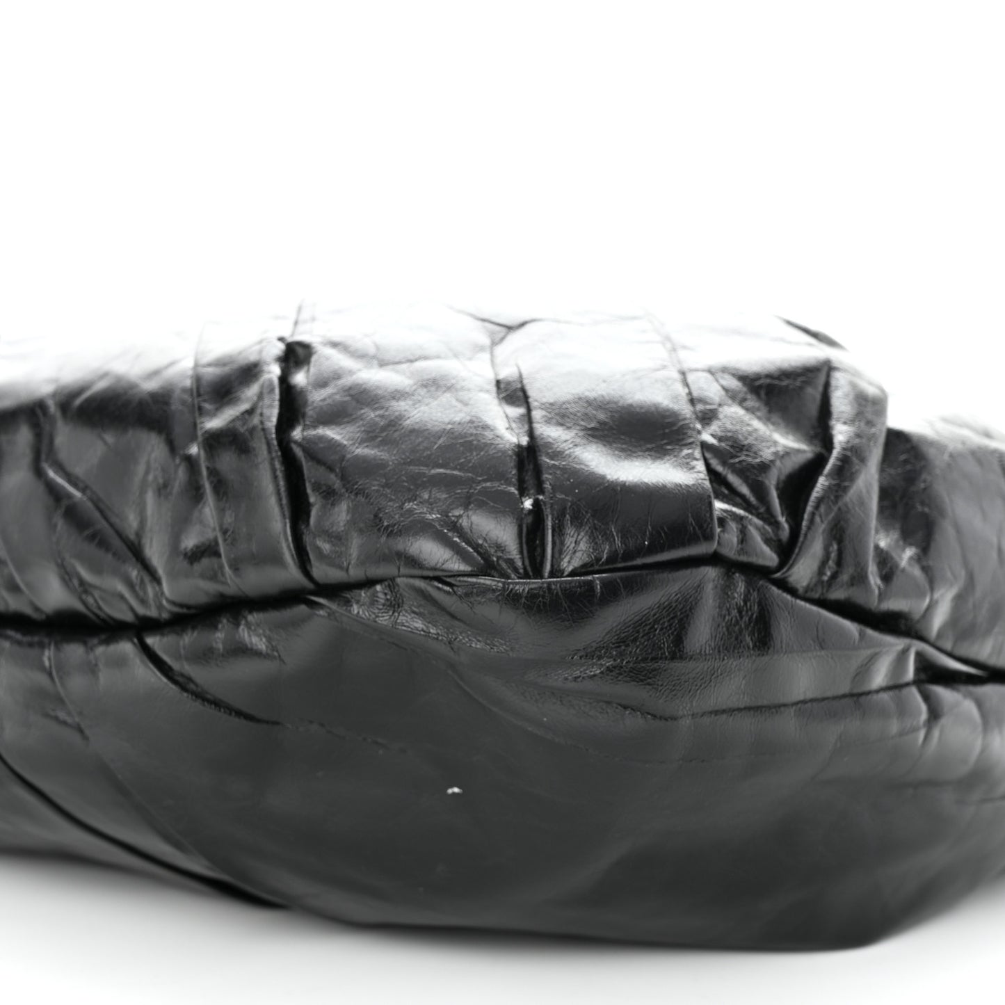 Glazed Calfskin Twisted Hobo Black