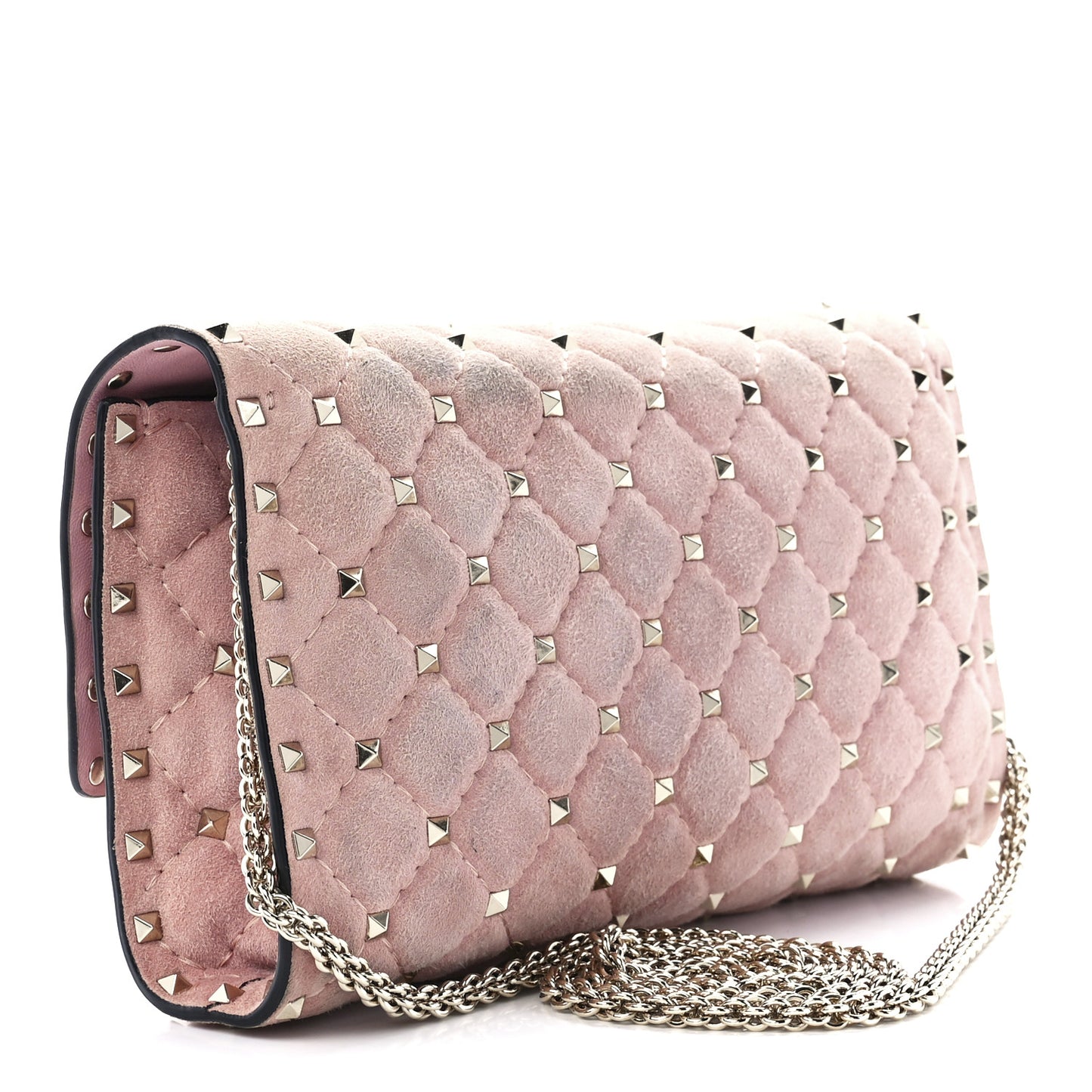 Suede Rockstud Spike Wallet on Chain Loto