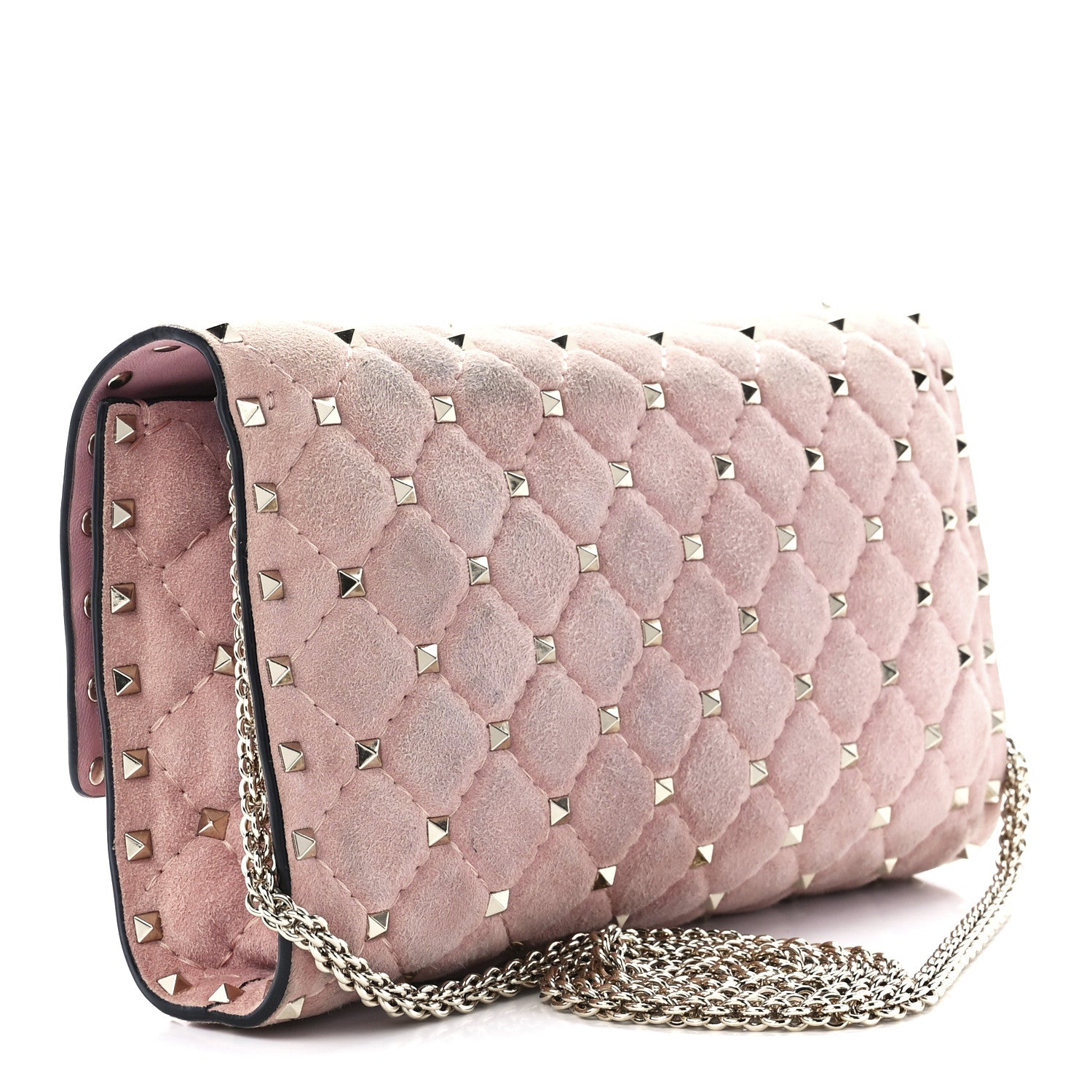 Valentino Garavani Suede Rockstud Spike Wallet on Chain Loto 3 of 12