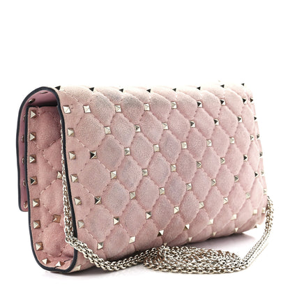 Valentino Garavani Suede Rockstud Spike Wallet on Chain Loto 3 of 12