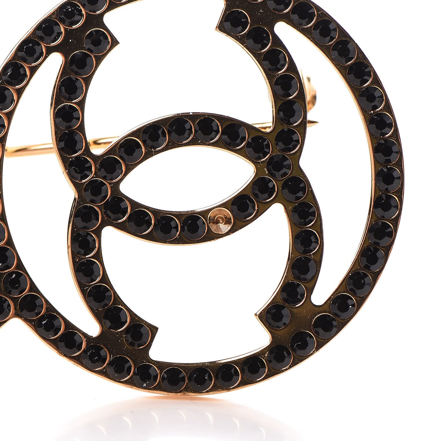 Crystal CC Key Brooch Black Gold