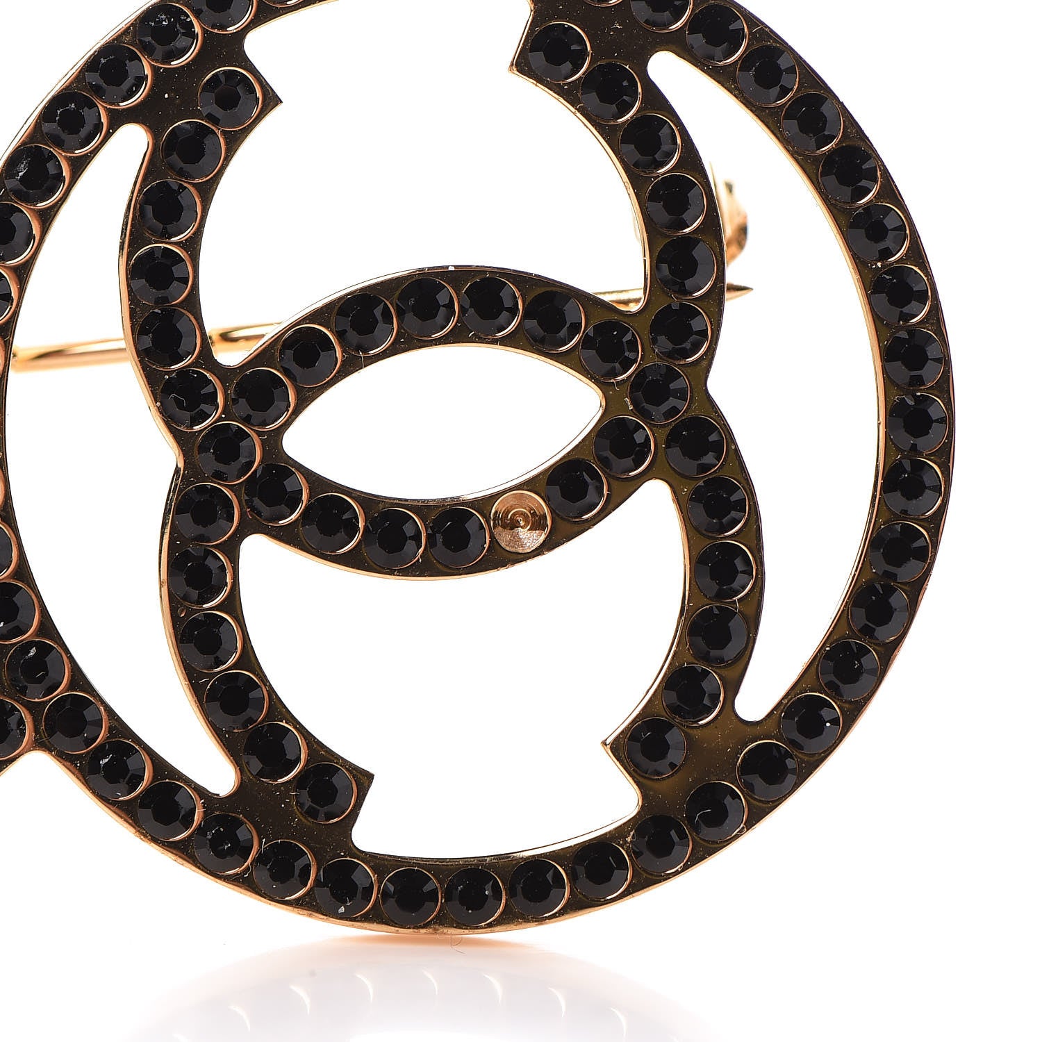 Chanel Crystal CC Key Brooch Black Gold 5 of 6