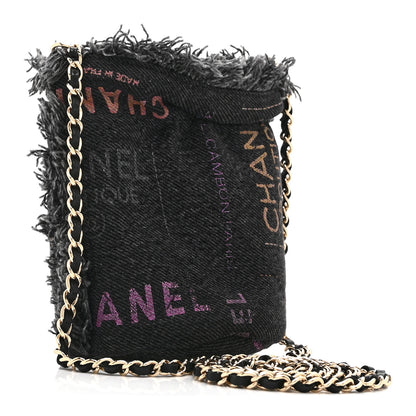 Chanel Denim Quilted Mood Mini Bucket With Chain Black Multicolor 3 of 10