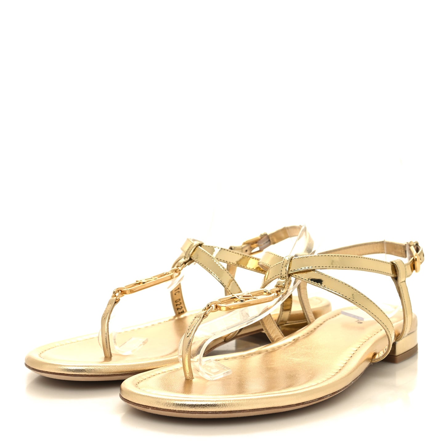 Metallic Calfskin Dita Flat Sandal 39.5 Gold
