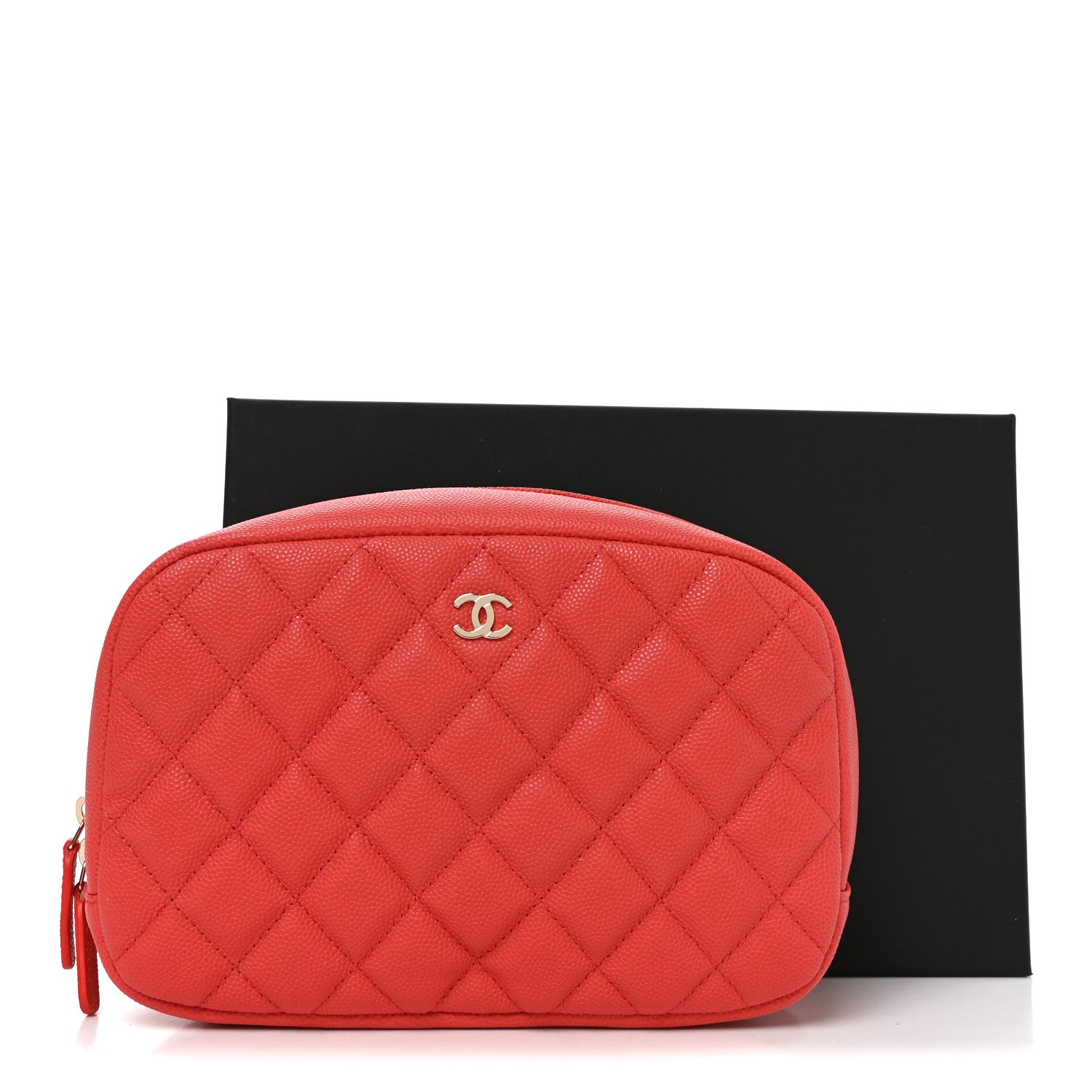 Chanel Caviar Quilted Medium Curvy Pouch Cosmetic Case Dark Pink 10 of 10