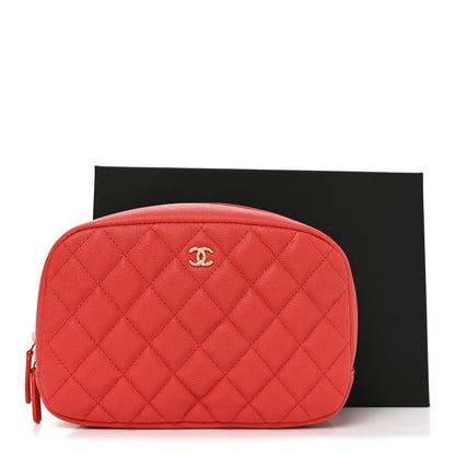 Chanel Caviar Quilted Medium Curvy Pouch Cosmetic Case Dark Pink 10 of 10