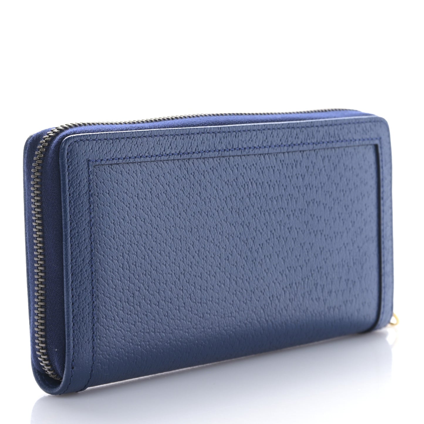 Wonka Grain Calfskin Diana Zip Around Continental Wallet Navy