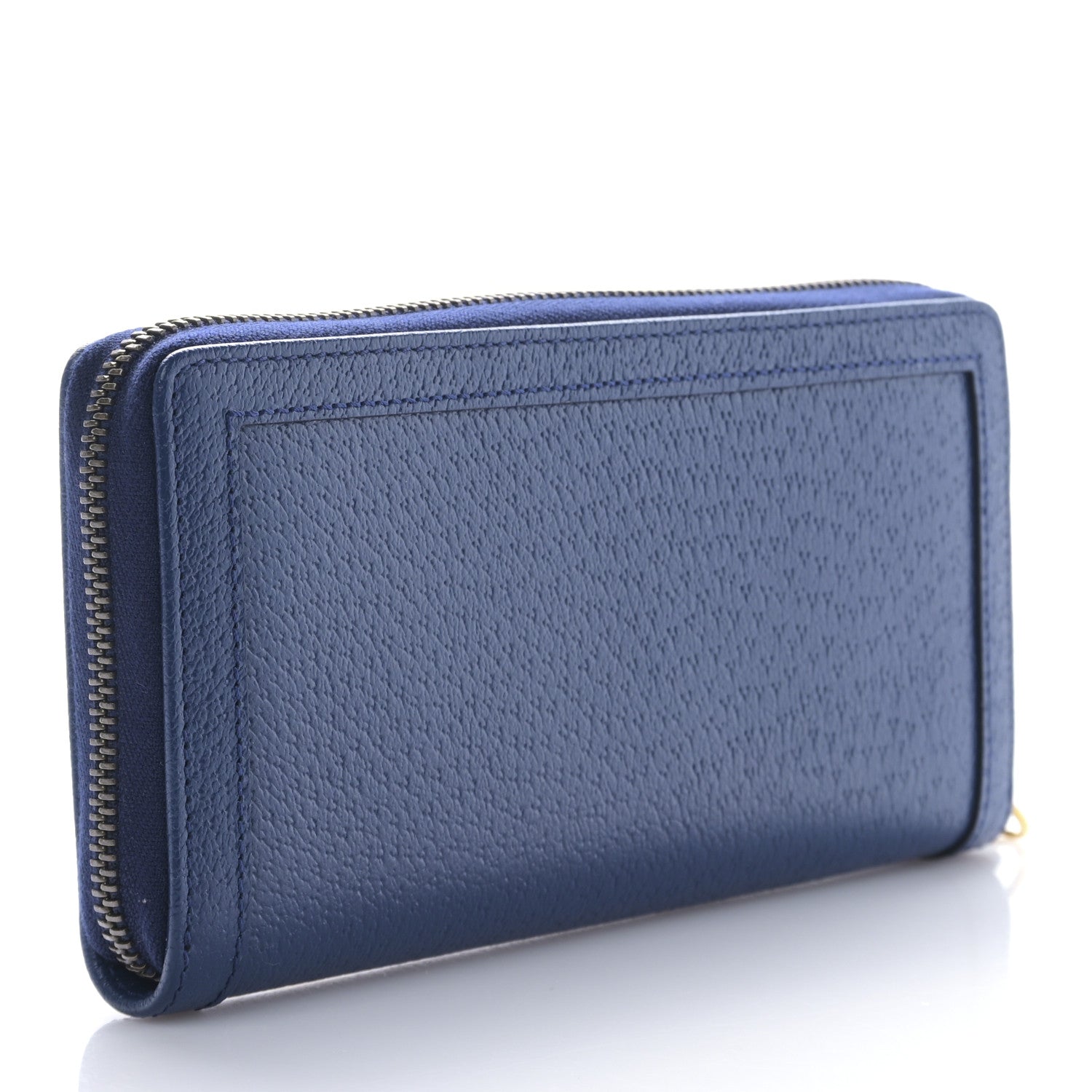 Gucci Wonka Grain Calfskin Diana Zip Around Continental Wallet Navy 3 of 9