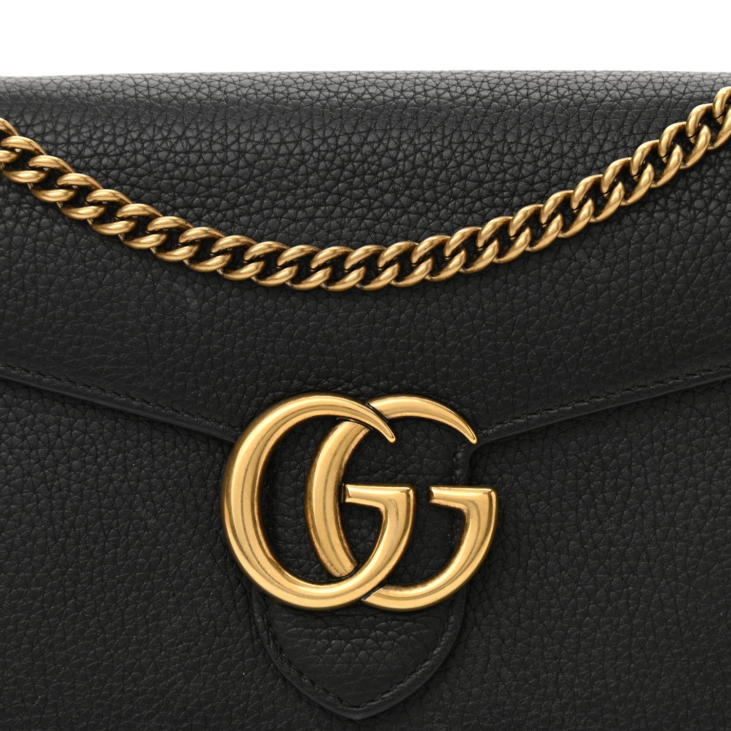 Gucci Calfskin GG Marmont Chain Wallet Black 8 of 12