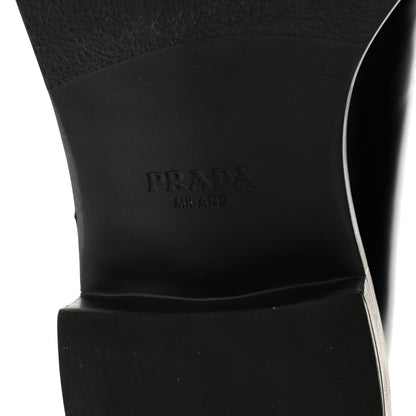 Prada Spazzolato Metal Triangle Logo 50mm Loafers 39 Black 8 of 10