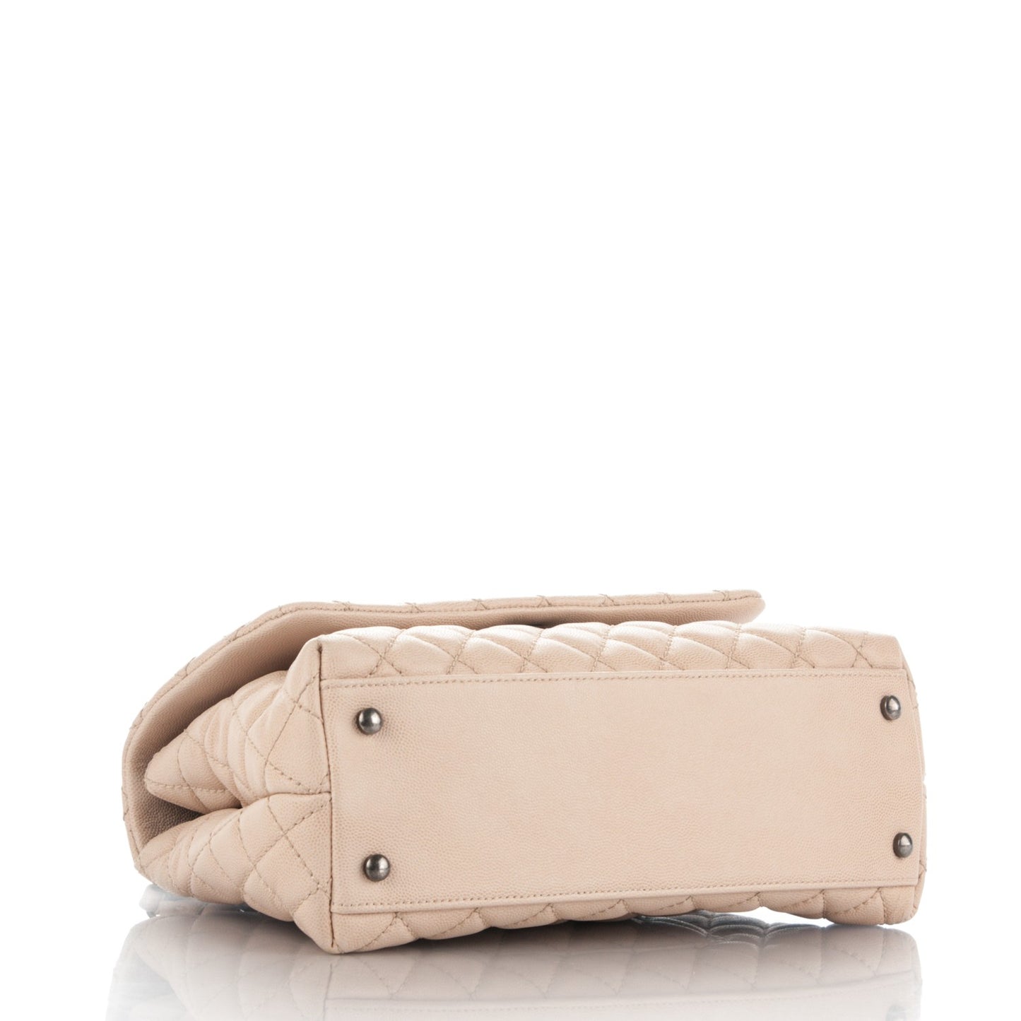 Caviar Quilted Small Coco Handle Flap Light Beige