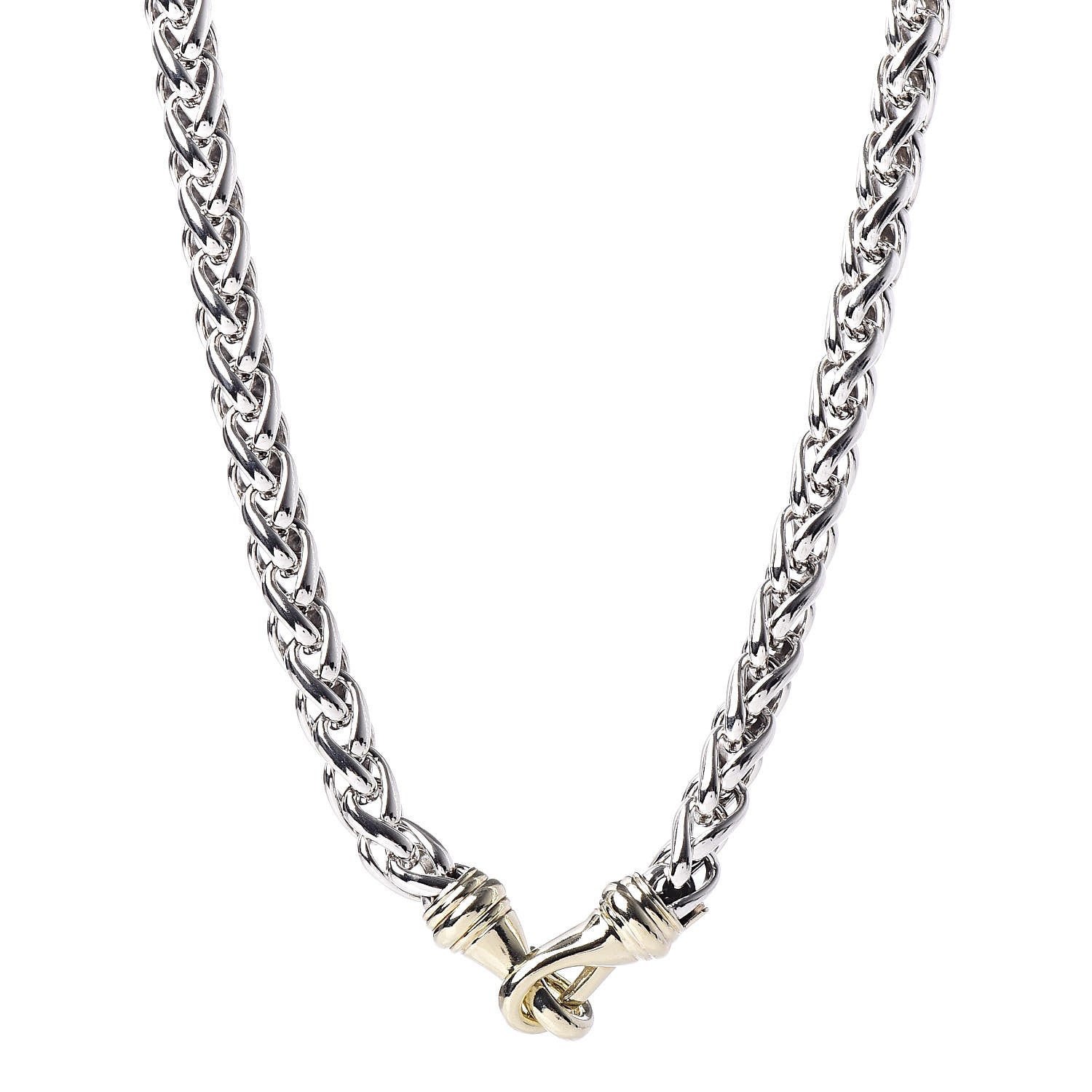 David Yurman Sterling Silver 14K Yellow Gold 8mm Wheat Chain Necklace 1 of 5