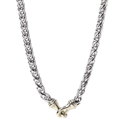 David Yurman Sterling Silver 14K Yellow Gold 8mm Wheat Chain Necklace 1 of 5