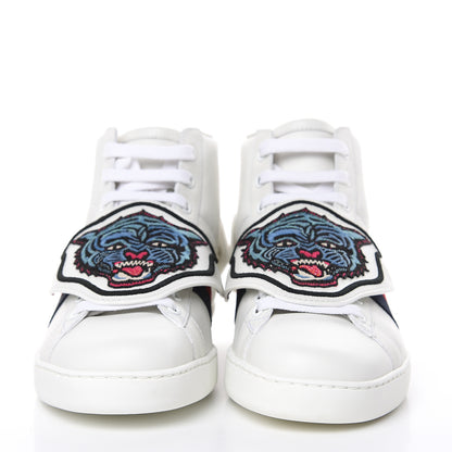 Gucci Calfskin Ayers Embroidered Web Mens Ace Removable Patches High Top Sneakers 6 White 2 of 9
