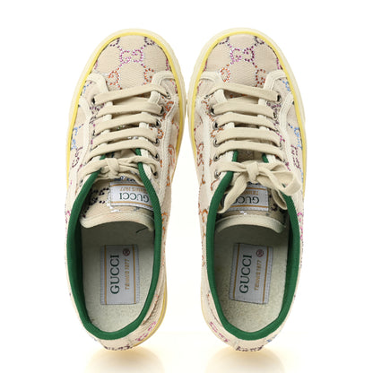 Gucci Canvas Lame Crystal GG Monogram Womens 1977 Tennis Sneakers 36 Gardenia Silver Mystic White 2 of 8