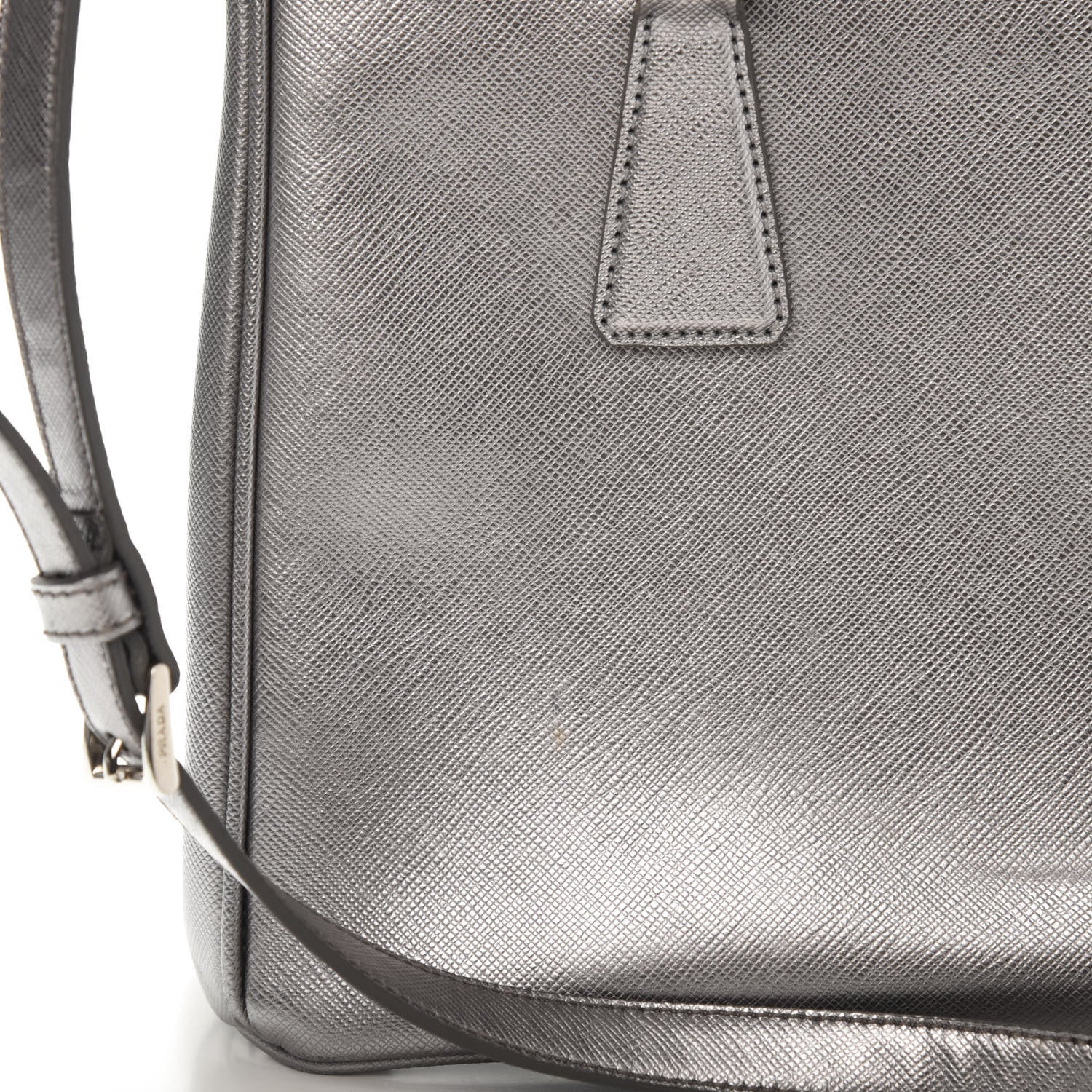 Prada Metallic Saffiano Small Galleria Double Zip Tote Cromo 14 of 14