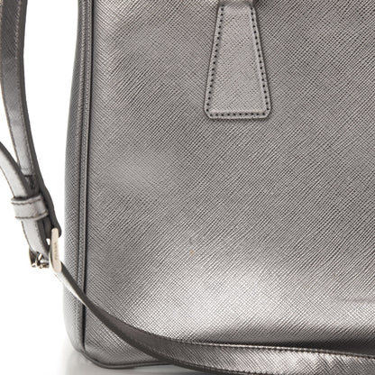 Prada Metallic Saffiano Small Galleria Double Zip Tote Cromo 14 of 14