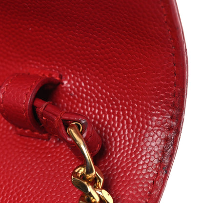 Saint Laurent Grain De Poudre Matelasse Chevron Monogram Chain Wallet Red 14 of 15