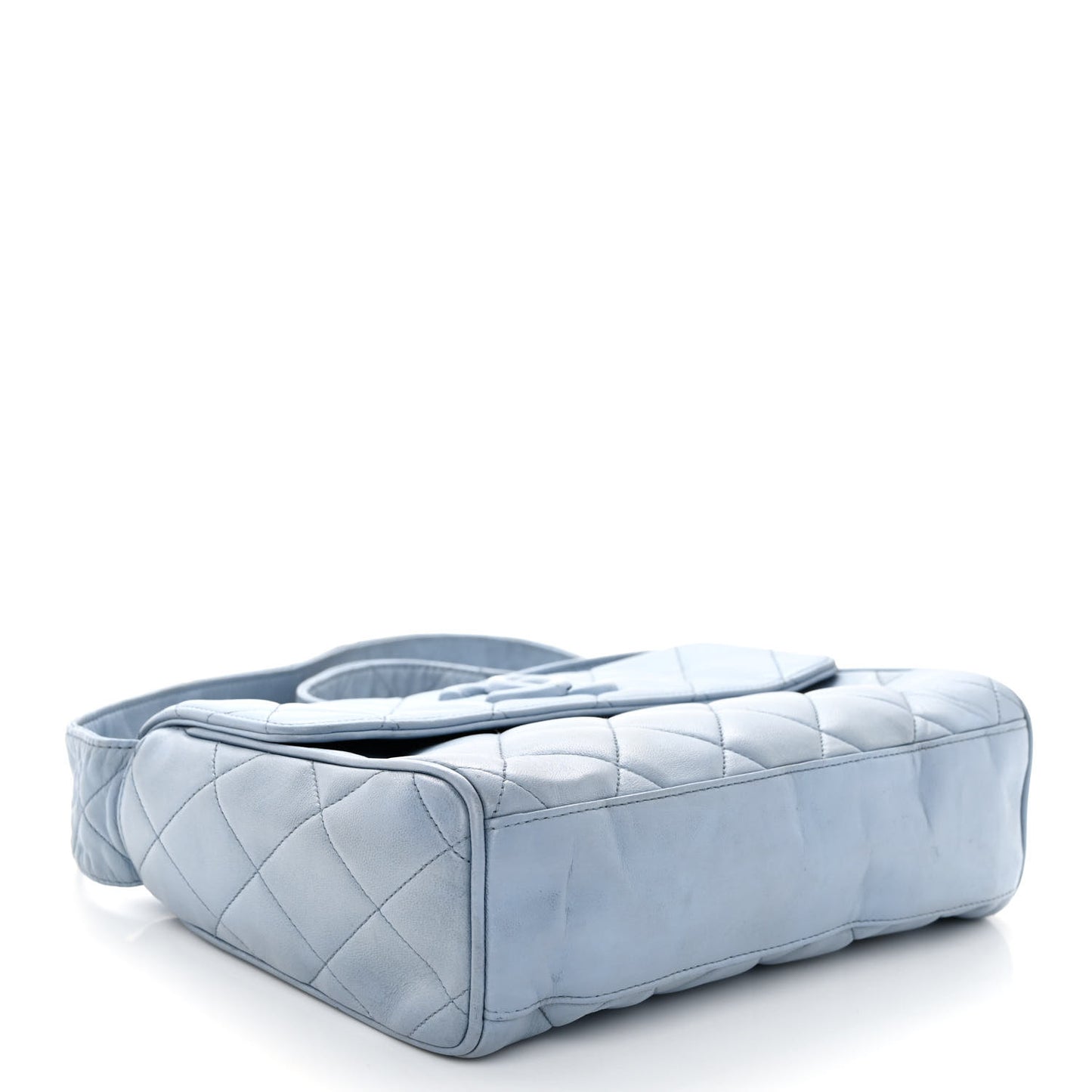 Lambskin Quilted CC Messenger Light Blue