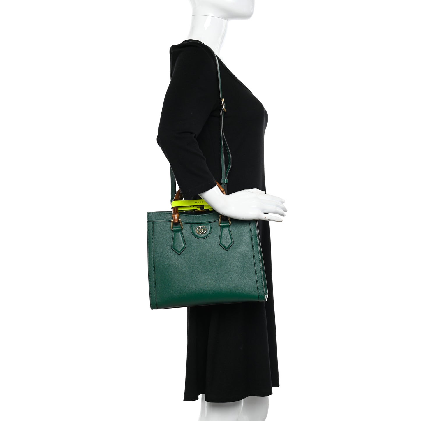 Wonka Grain Calfskin Small Diana Tote Bag Green Yellow Fluo
