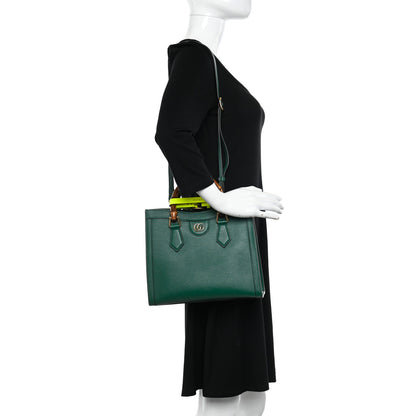 Gucci Wonka Grain Calfskin Small Diana Tote Bag Green Yellow Fluo 2 of 11