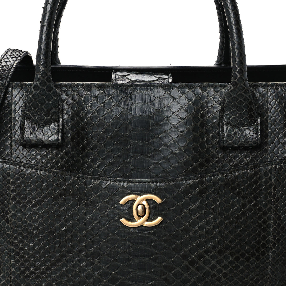 Chanel Snakeskin  Medium Executive Cerf Shopper Tote Black 8 of 11