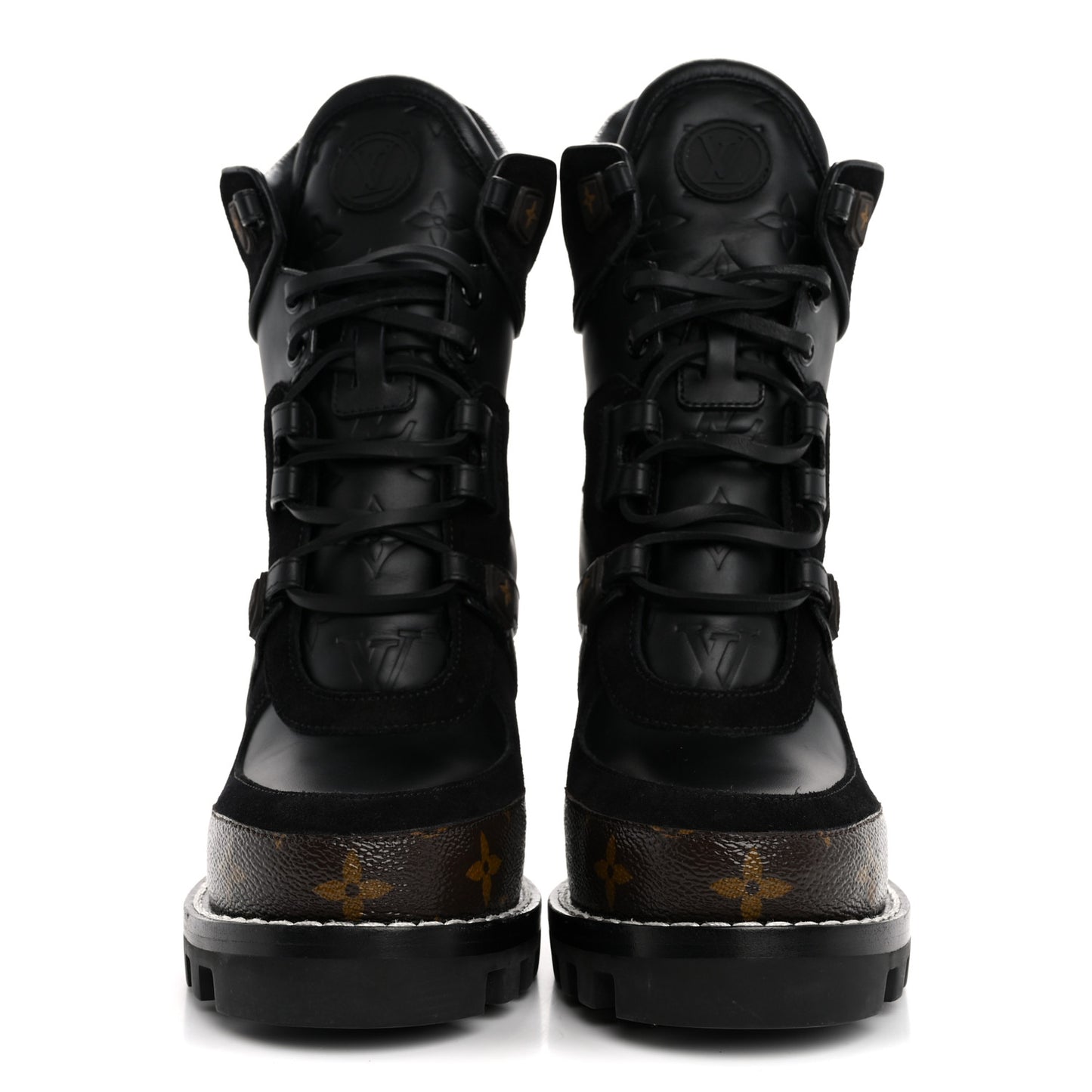 Suede Calfskin Monogram Star Trail Ankle Boots 38 Black