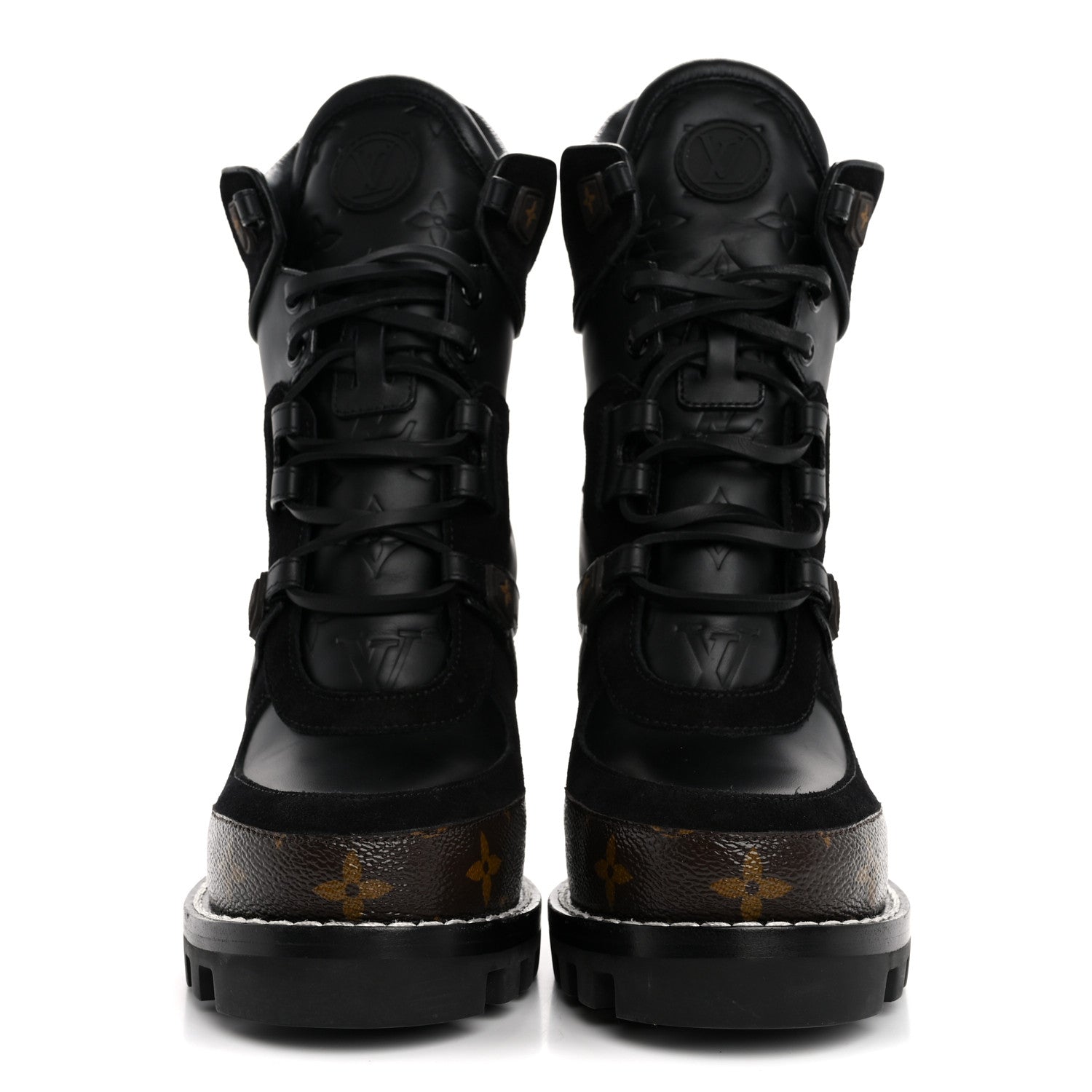 Louis Vuitton Suede Calfskin Monogram Star Trail Ankle Boots 38 Black 3 of 10