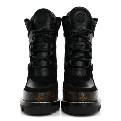 Louis Vuitton Suede Calfskin Monogram Star Trail Ankle Boots 38 Black 3 of 10