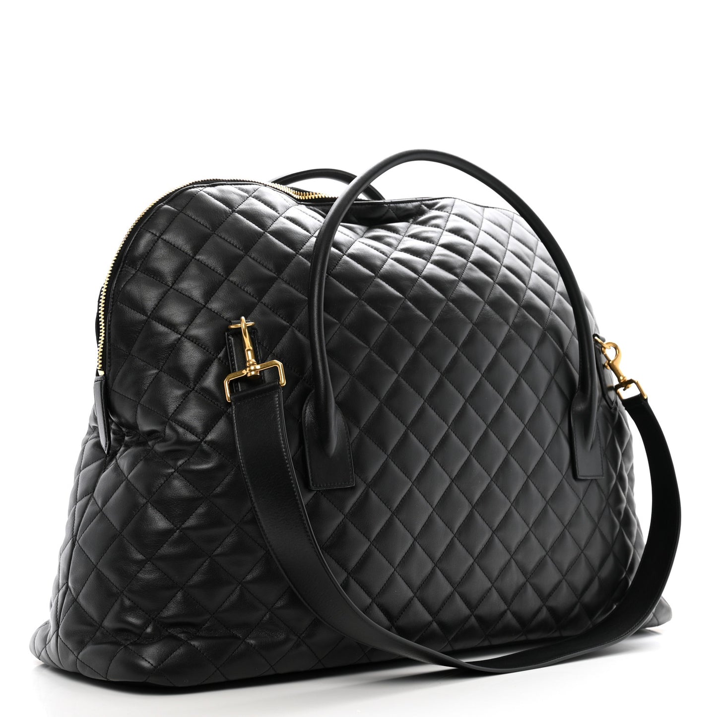 Calfskin Quilted ES Giant Travel Bag Black