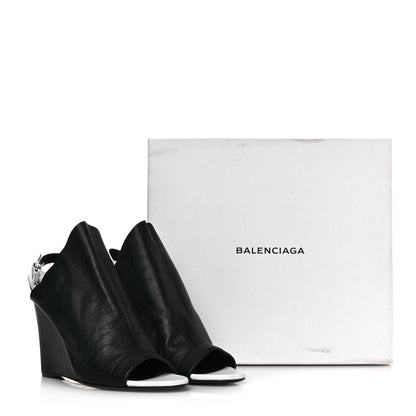 Balenciaga Veau Papier Wedge Sandals 41 Black White 11 of 11