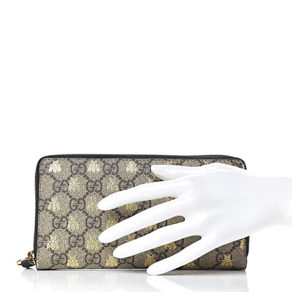 Gucci GG Supreme Monogram Bees Zip Around Wallet 2 of 7