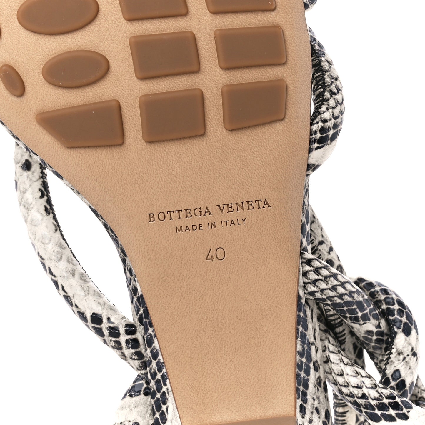 Calfskin Knotted Python Print Jimbo Flat Sandals 40 White