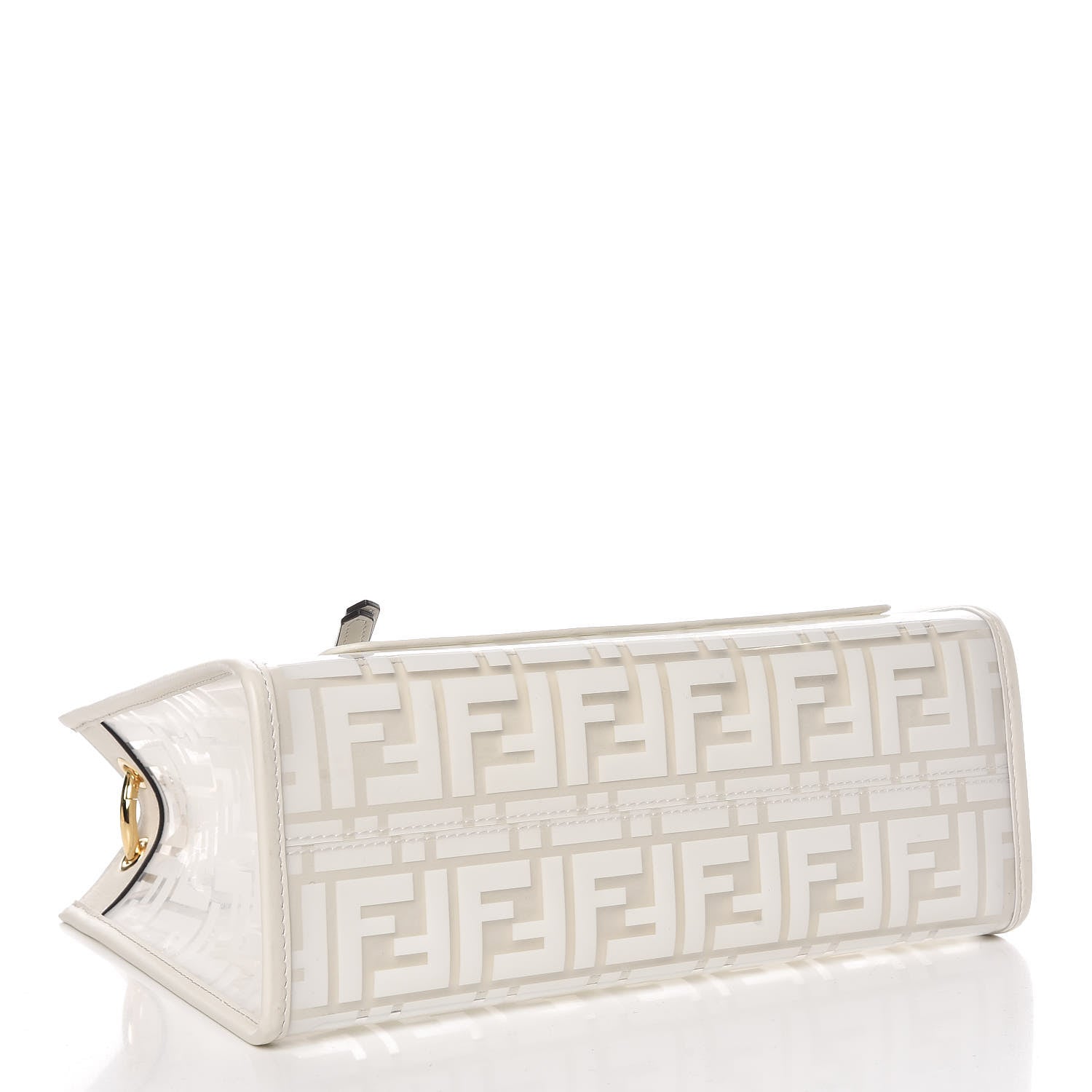 Fendi TPU FF Vitello Century Plexiglass Small Runaway Shopper Tote White 4 of 10
