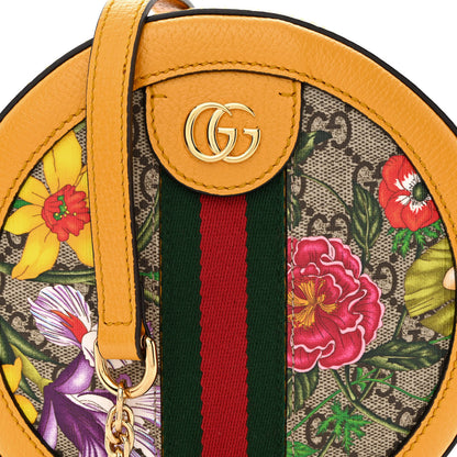 Gucci GG Supreme Monogram Flora Web Mini Ophidia Round Shoulder Bag Beige Multicolor Crop 8 of 10