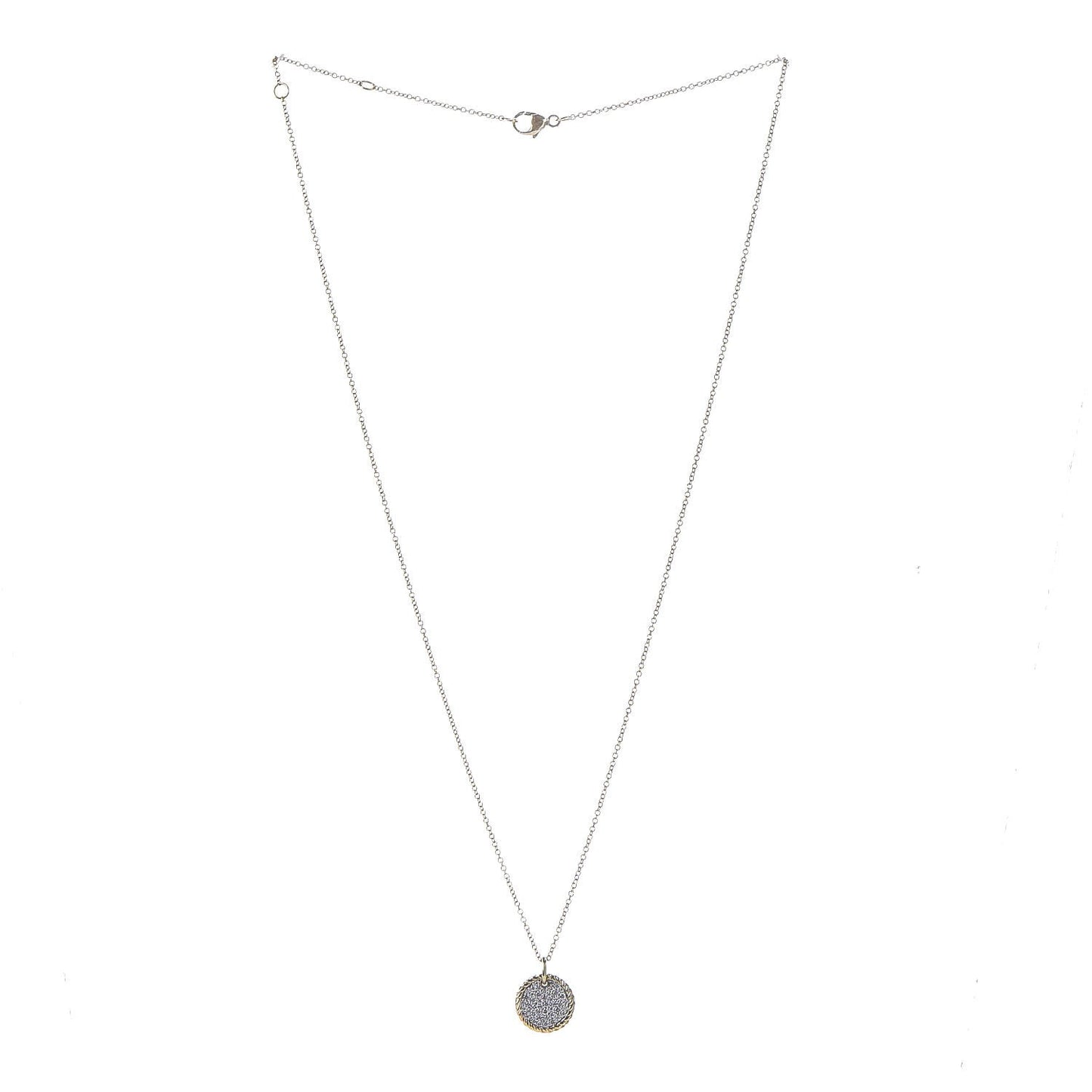 18K Yellow Gold Diamond Cable Collectibles Pave Charm Pendant Necklace