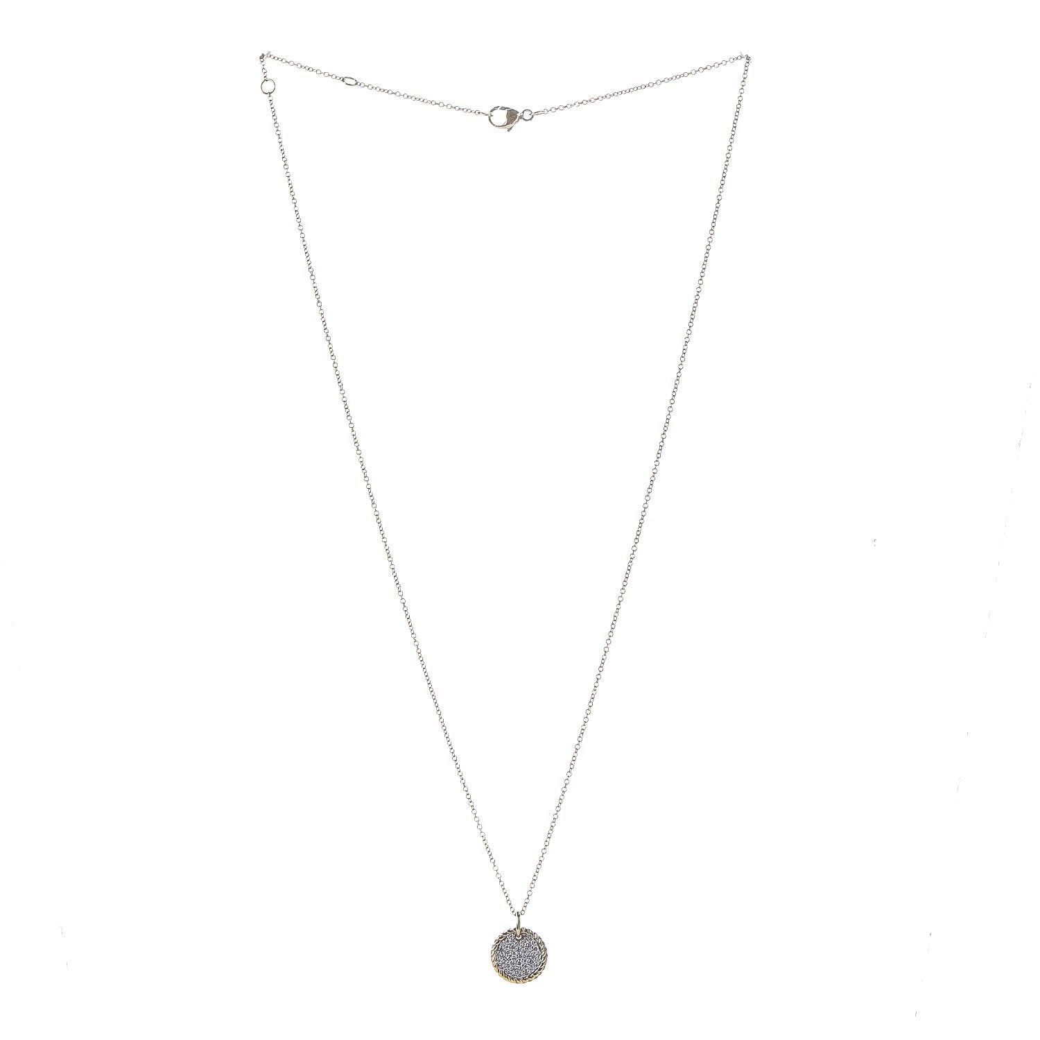 David Yurman 18K Yellow Gold Diamond Cable Collectibles Pave Charm Pendant Necklace 3 of 7