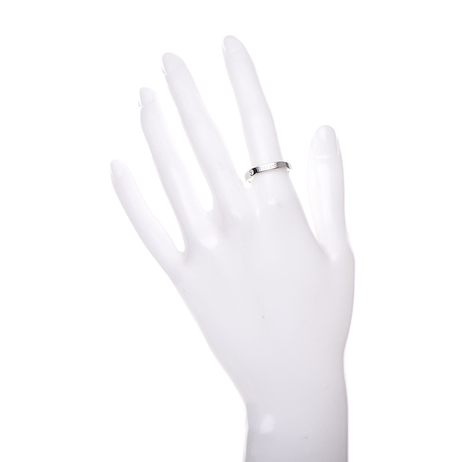 Tiffany Platinum Diamond Logo Band Ring 54 7 2 of 4