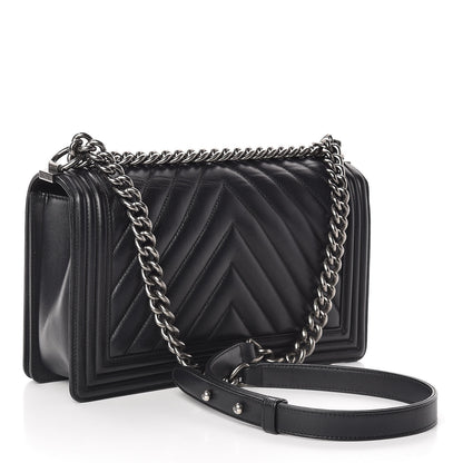 Chanel Calfskin Chevron Quilted New Medium Boy Flap Black 3 of 15