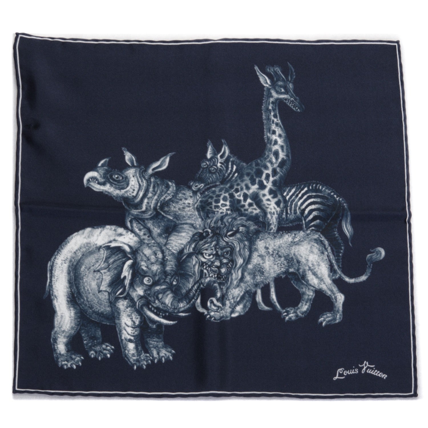Louis Vuitton Silk Chapman Allover Pocket Square Encre 2 of 5