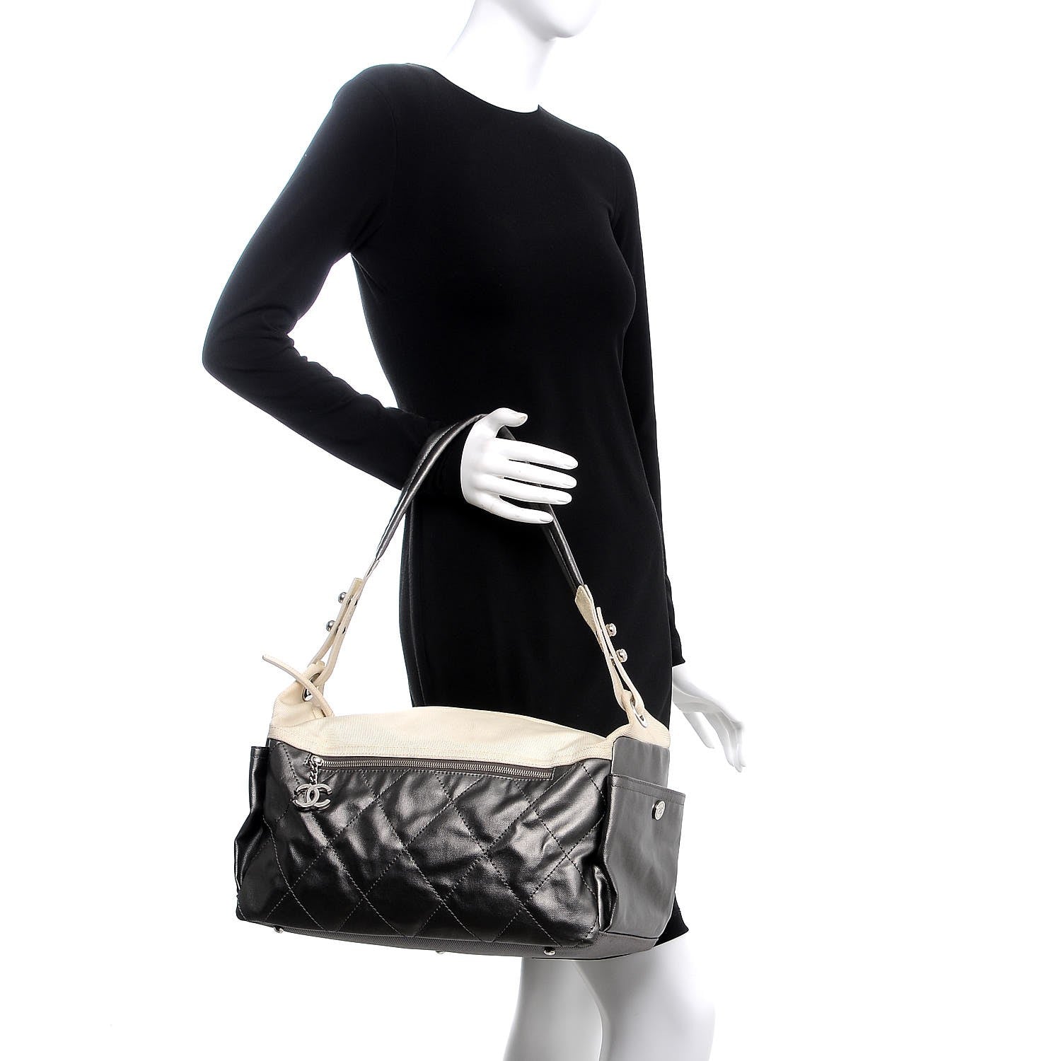 Chanel Coated Canvas Paris Biarritz Hobo Silver 2 of 15