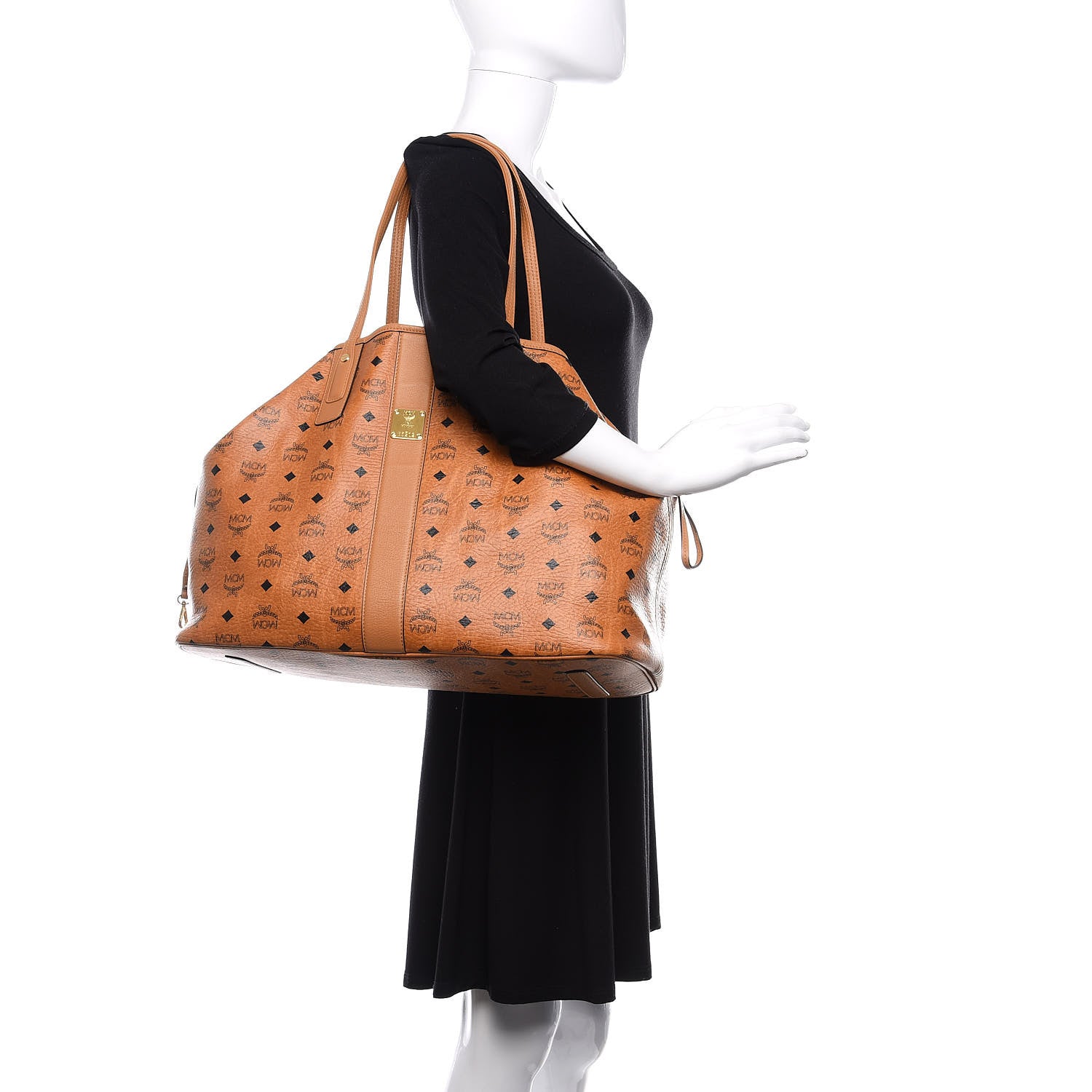 MCM Visetos Large Liz Reversible Shopper Tote Cognac 2 of 15