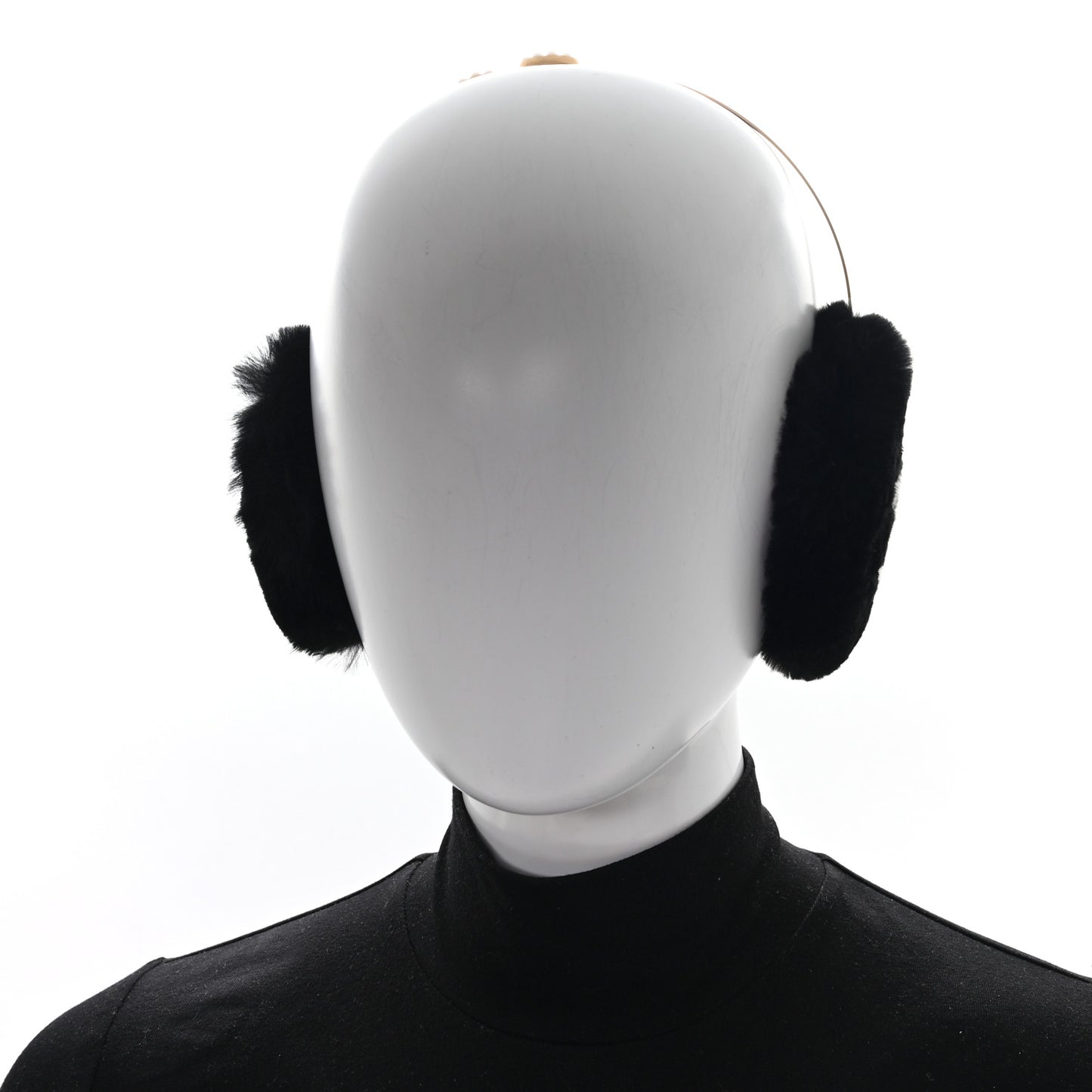 Rabbit Fur Coco Earmuffs Black Gold