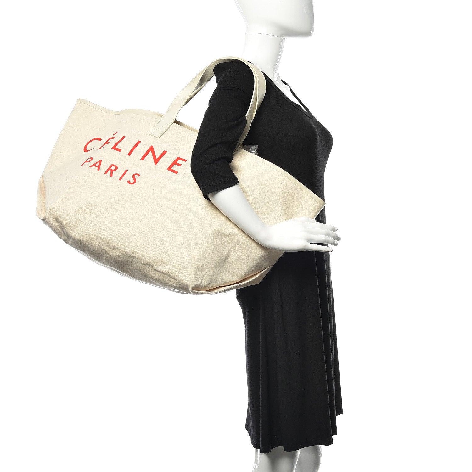 Celine Textile Large Made In Tote Natural Red 2 of 12