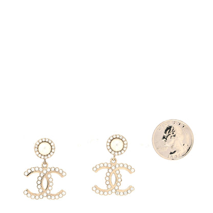 Chanel Crystal Pearl Bow-tiful CC Drop Earrings Gold 2 of 4